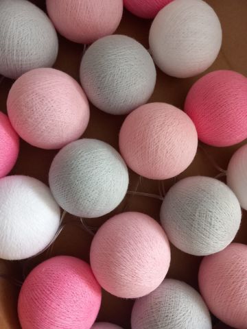 Işıklı Toplar Pembe-Gri-Beyaz