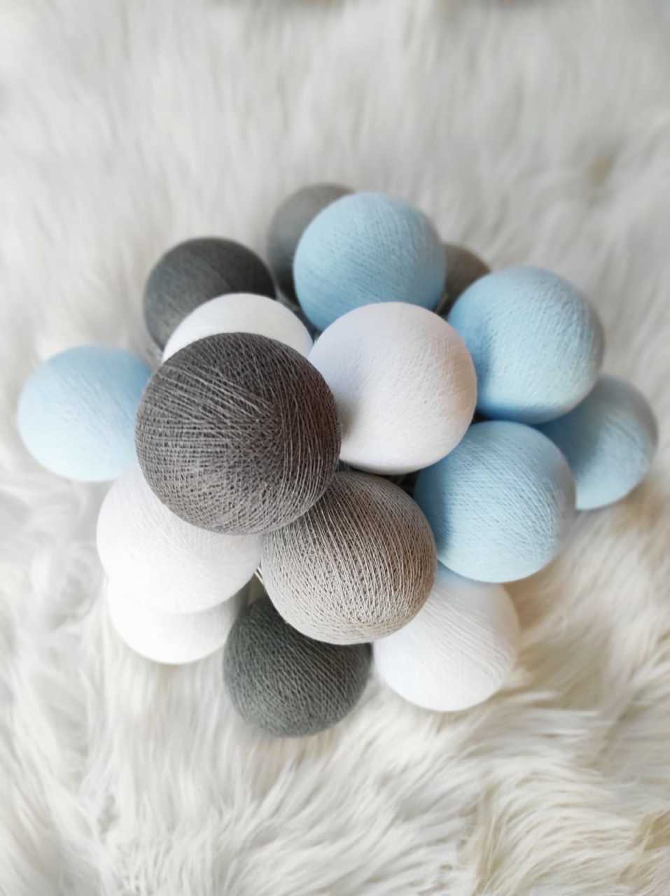 Işıklı Toplar Mavi-Gri-Beyaz