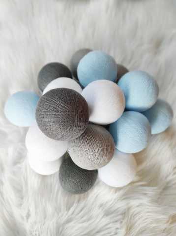 Işıklı Toplar Mavi-Gri-Beyaz