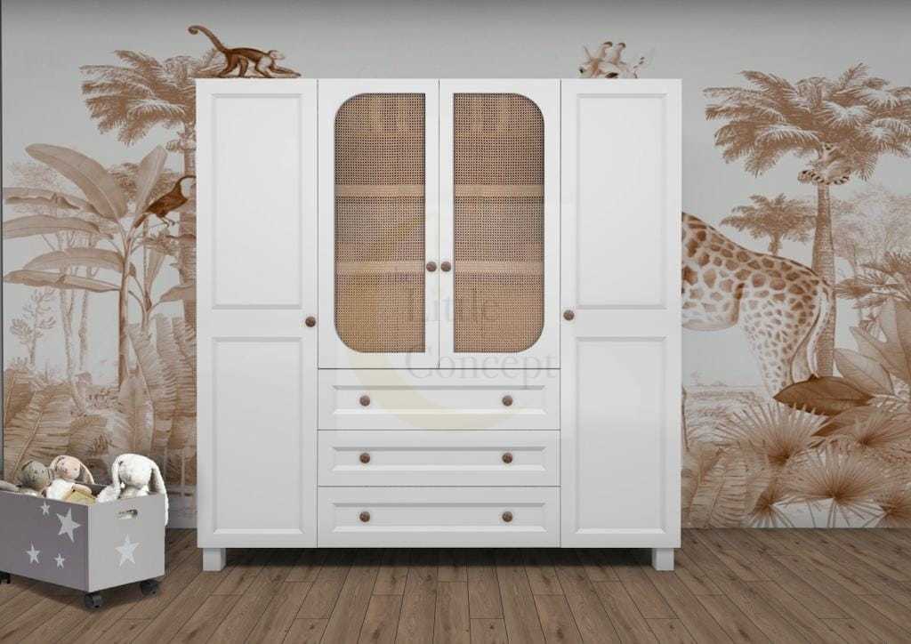 Souffle 4'lü Masif Ahşap Gardırop